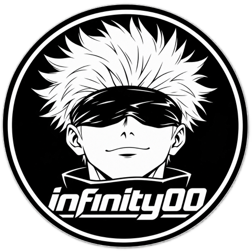 infinity00 — logo circular de Gojo en blanco y negro
